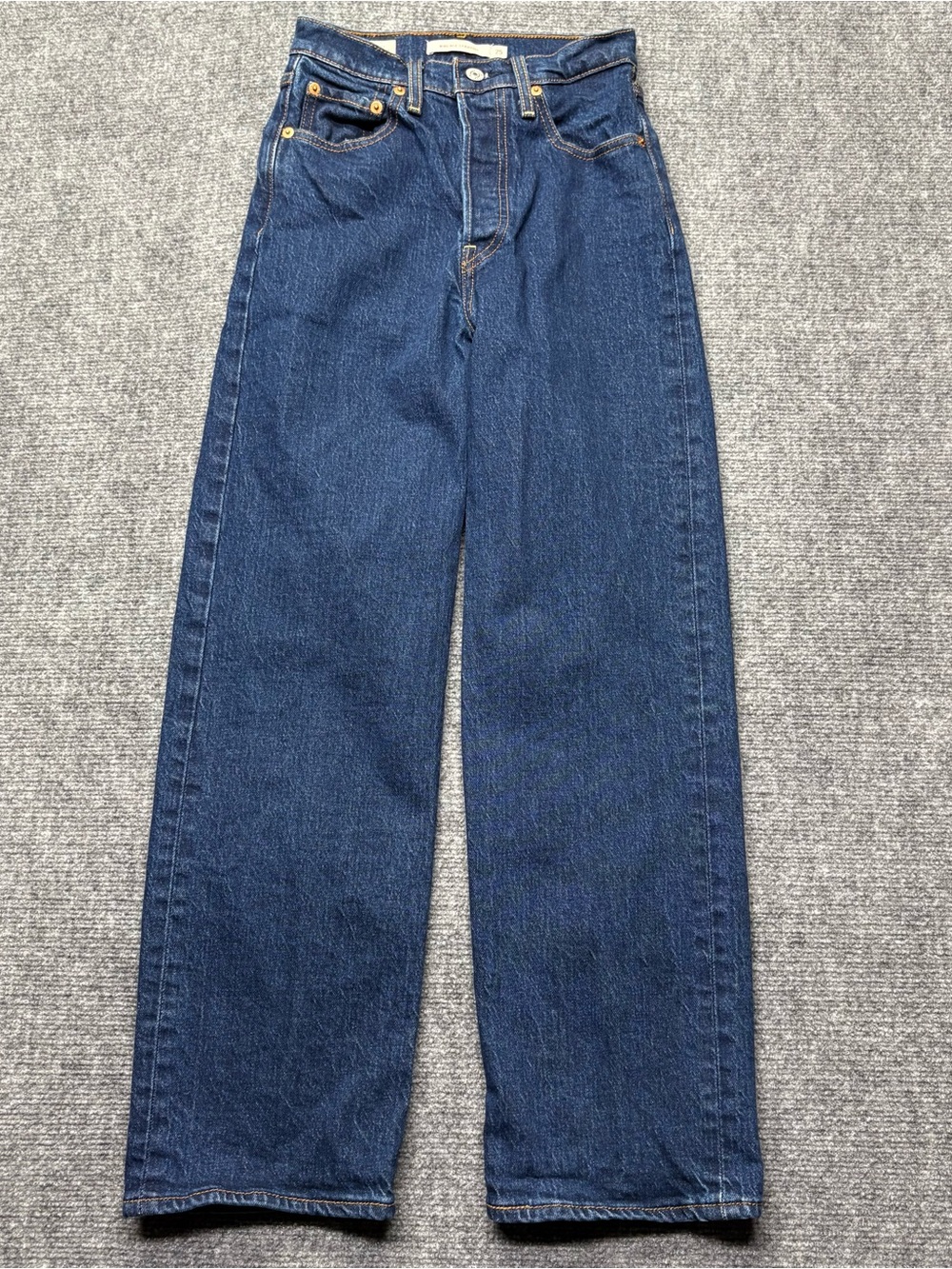Levis Premium Jeans Womens 25x27 Blue Ribcage Straight Big E Baggy Button Fly